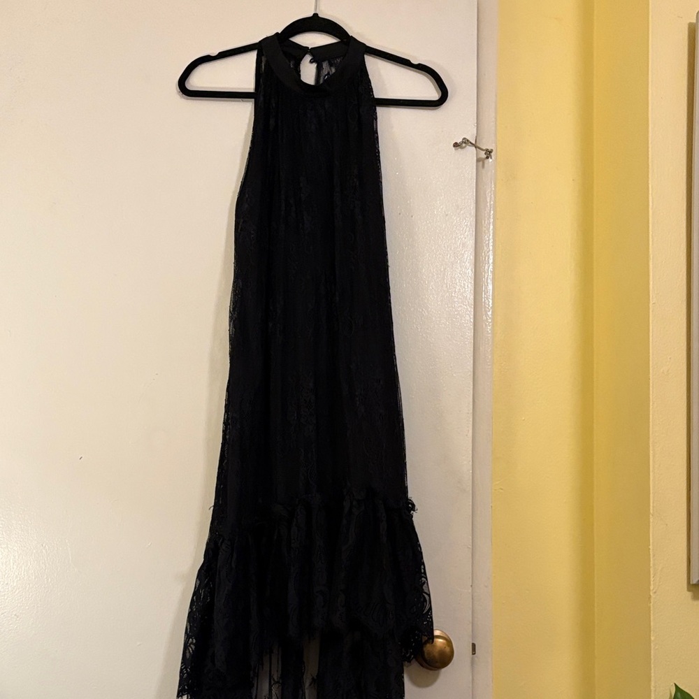 VENUS Black  High Low Lace Dress